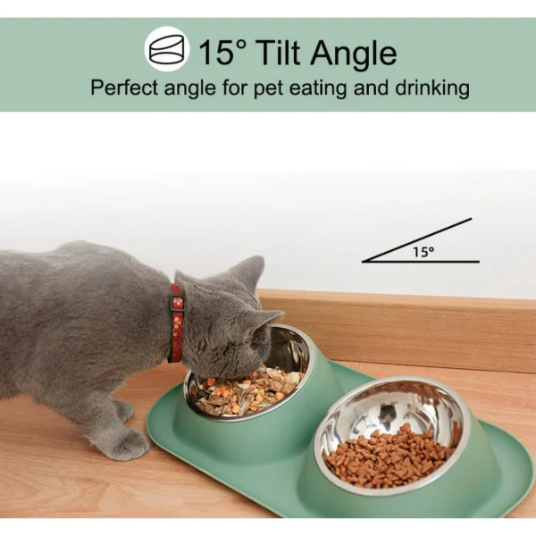 Small Dog Bowls, Cat Food Bowl with 2 Removable Stainless Steel - Image 3